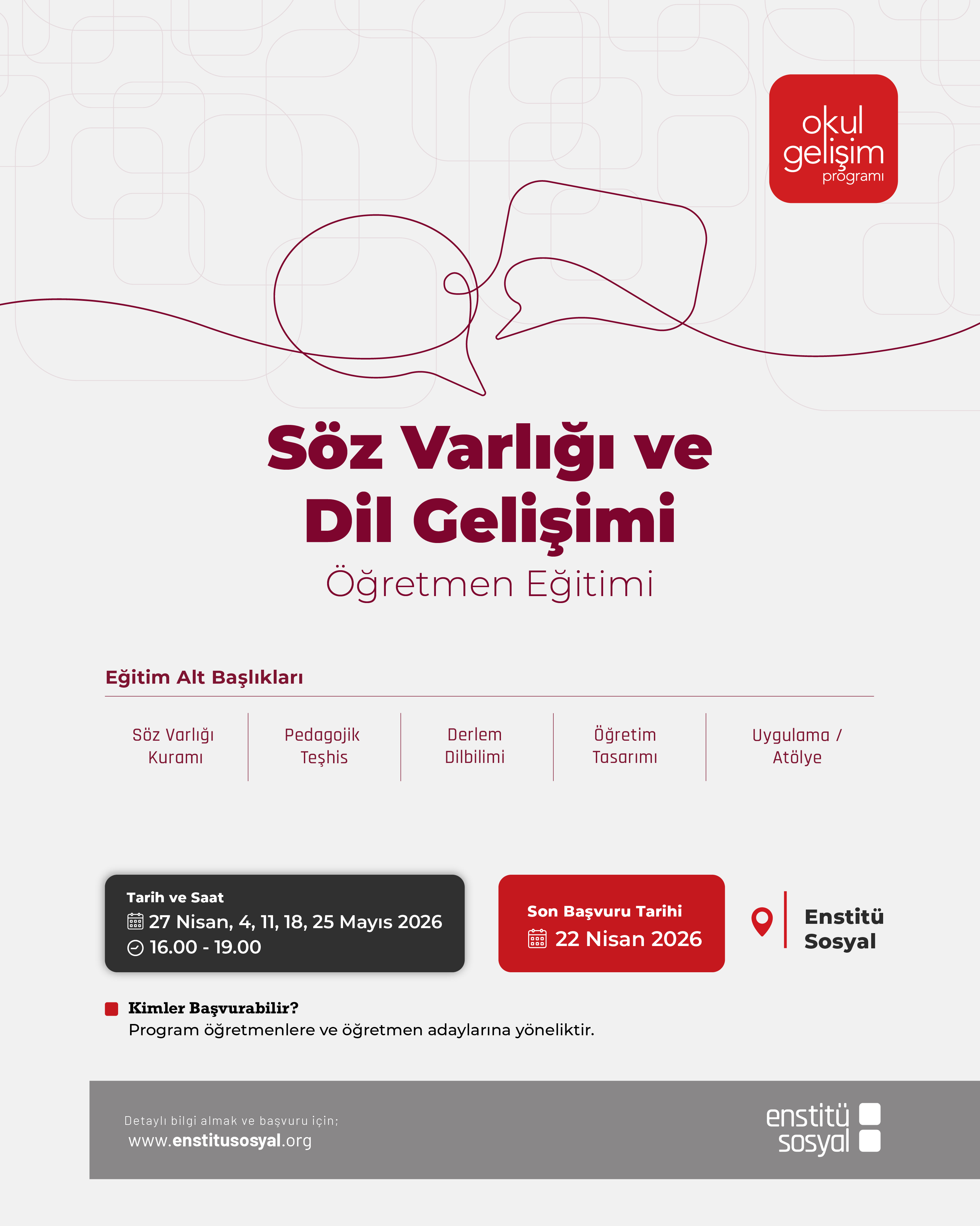 Söz Varlığı ve Dil Gelişimi Öğretmen Eğitimi Başlıyor