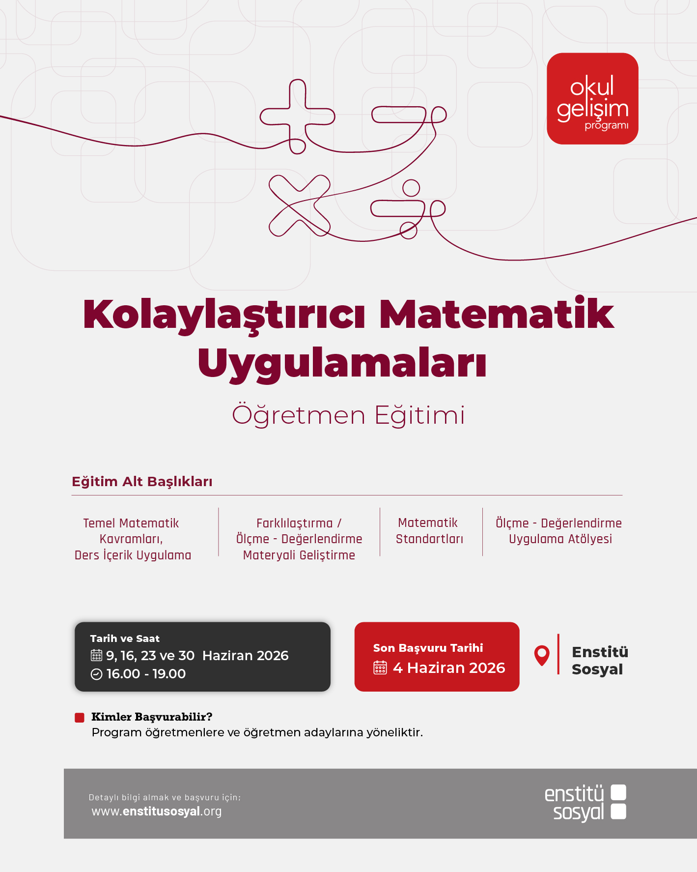 Kolaylaştırıcı Matematik Uygulamaları Öğretmen Eğitimi Başlıyor