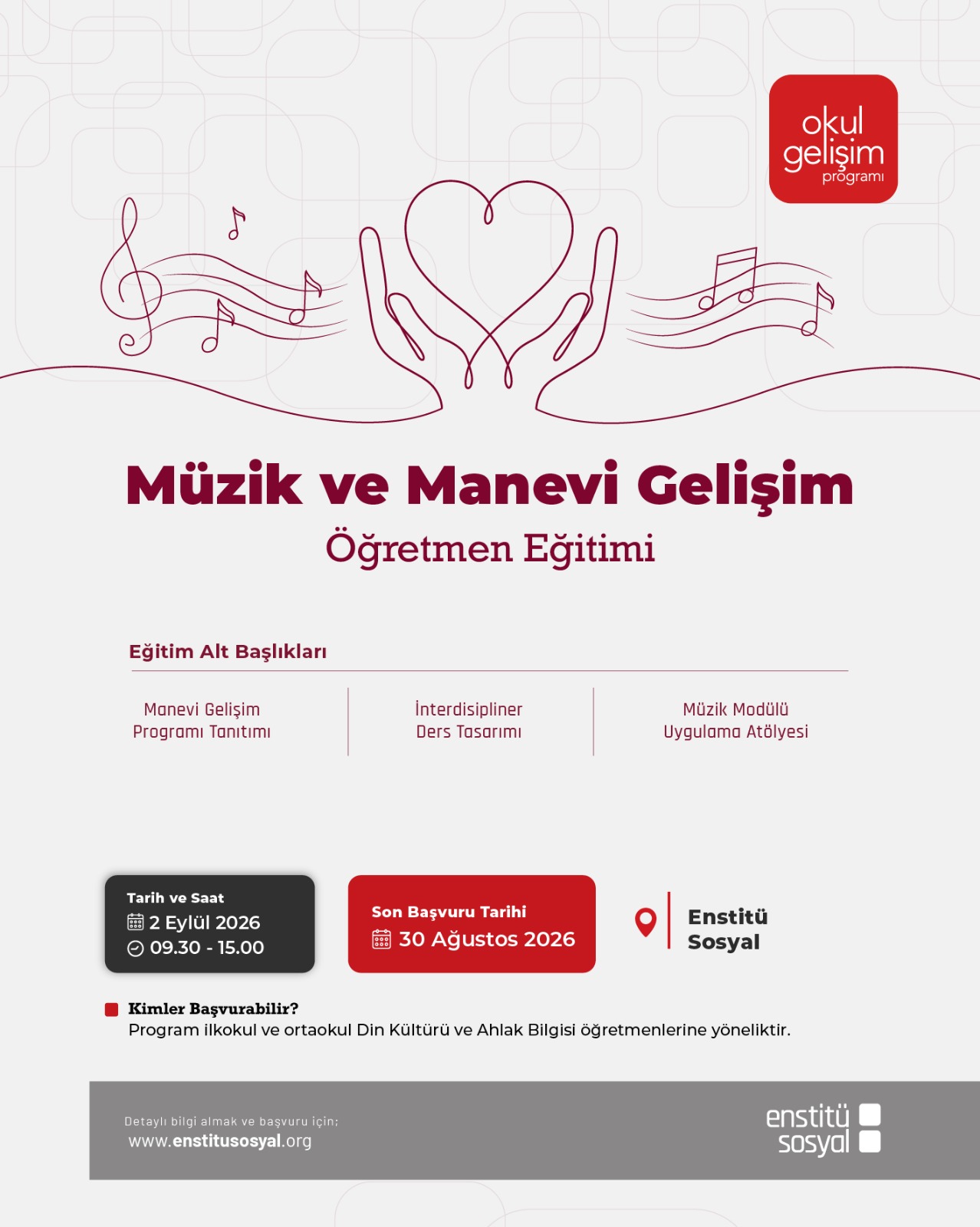 Müzik ve Manevi Gelişim Öğretmen Eğitimi
 Başlıyor