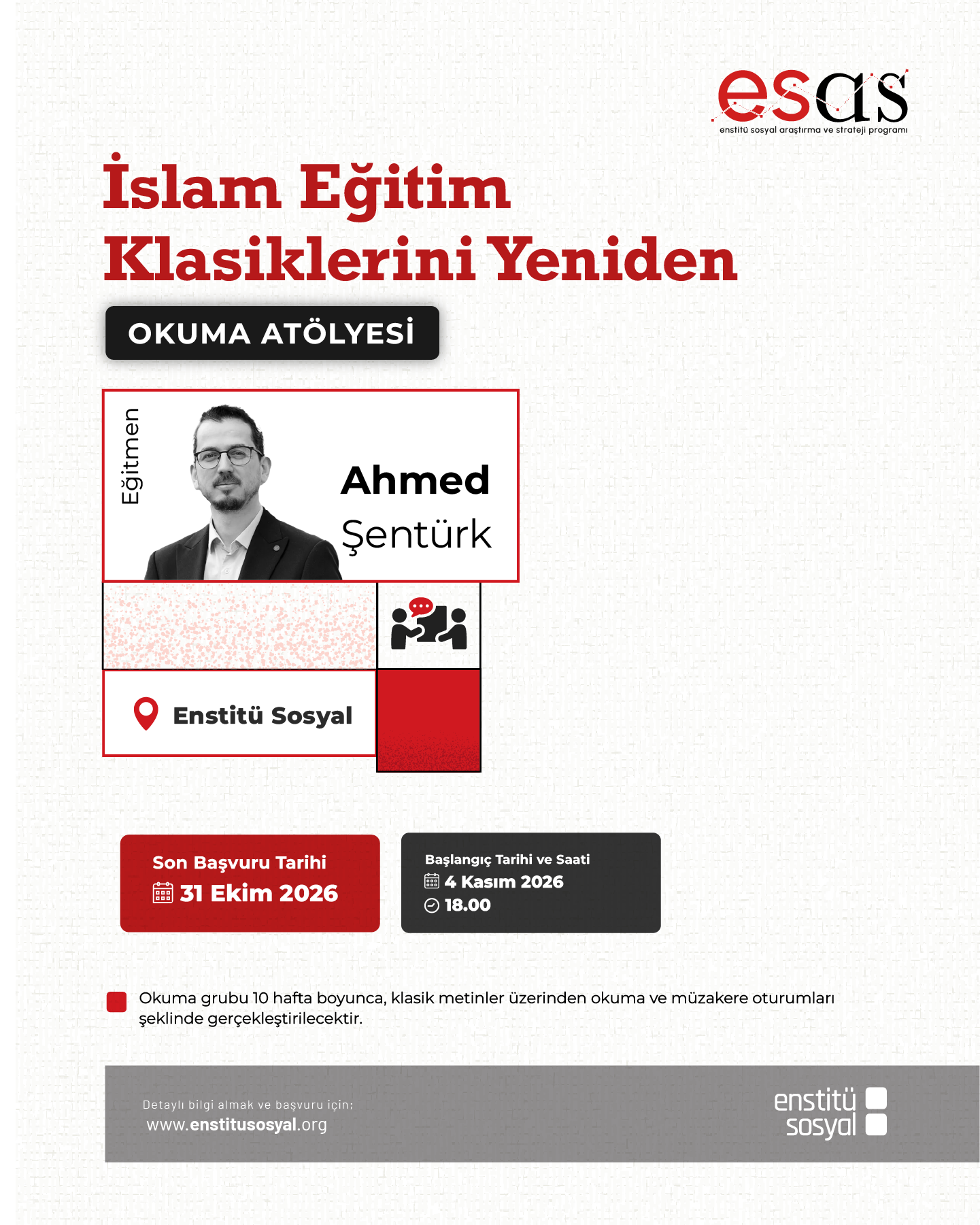 İslam Eğitim Klasiklerini Yeniden Okuma Atölyesi" Başlıyor